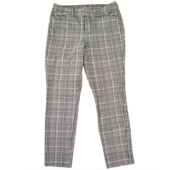 Black/White Houndstooth High Rise Pixie Stretch Ankle Pants Cotton-Rayon-Spandex - Picture 2 of 8